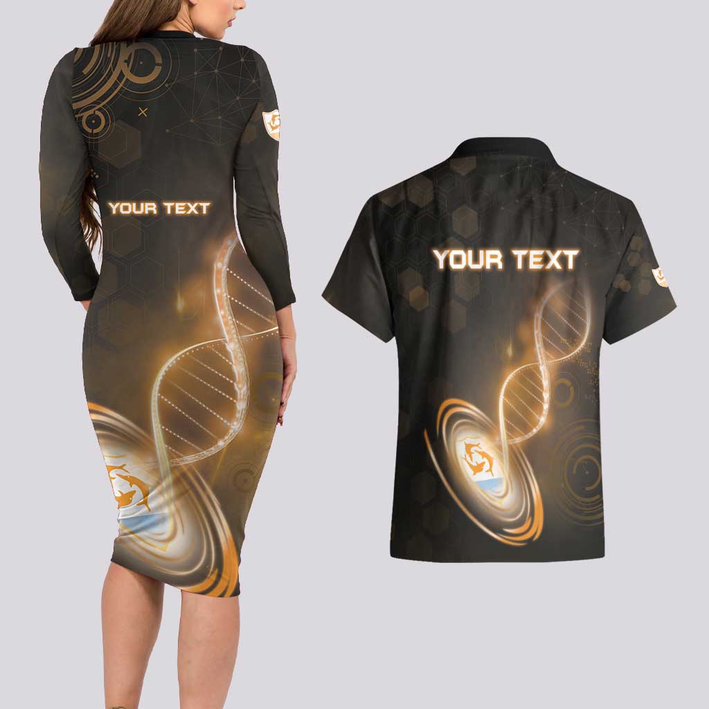 Personalized Anguilla Is In My DNA Couples Matching Long Sleeve Bodycon Dress and Hawaiian Shirt - Wonder Print Shop