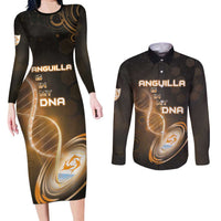 Personalized Anguilla Is In My DNA Couples Matching Long Sleeve Bodycon Dress and Long Sleeve Button Shirt - Wonder Print Shop