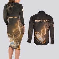 Personalized Anguilla Is In My DNA Couples Matching Long Sleeve Bodycon Dress and Long Sleeve Button Shirt - Wonder Print Shop