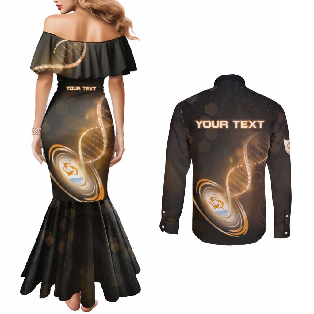 Personalized Anguilla Is In My DNA Couples Matching Mermaid Dress and Long Sleeve Button Shirt - Wonder Print Shop