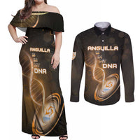 Personalized Anguilla Is In My DNA Couples Matching Off Shoulder Maxi Dress and Long Sleeve Button Shirt - Wonder Print Shop