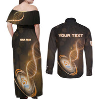 Personalized Anguilla Is In My DNA Couples Matching Off Shoulder Maxi Dress and Long Sleeve Button Shirt - Wonder Print Shop
