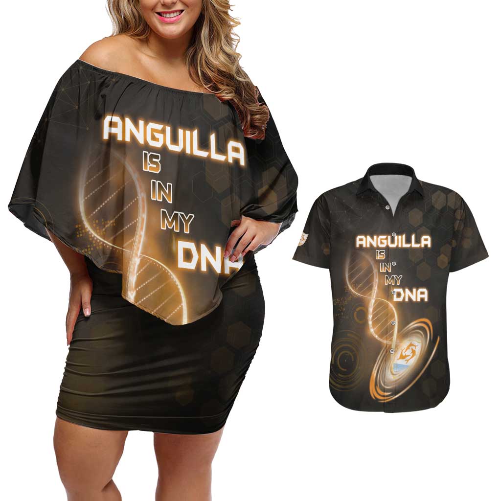Personalized Anguilla Is In My DNA Couples Matching Off Shoulder Short Dress and Hawaiian Shirt - Wonder Print Shop