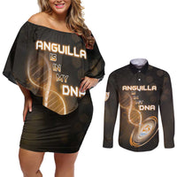 Personalized Anguilla Is In My DNA Couples Matching Off Shoulder Short Dress and Long Sleeve Button Shirt - Wonder Print Shop