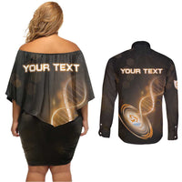 Personalized Anguilla Is In My DNA Couples Matching Off Shoulder Short Dress and Long Sleeve Button Shirt - Wonder Print Shop