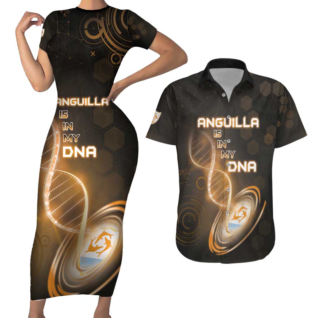 Personalized Anguilla Is In My DNA Couples Matching Short Sleeve Bodycon Dress and Hawaiian Shirt - Wonder Print Shop