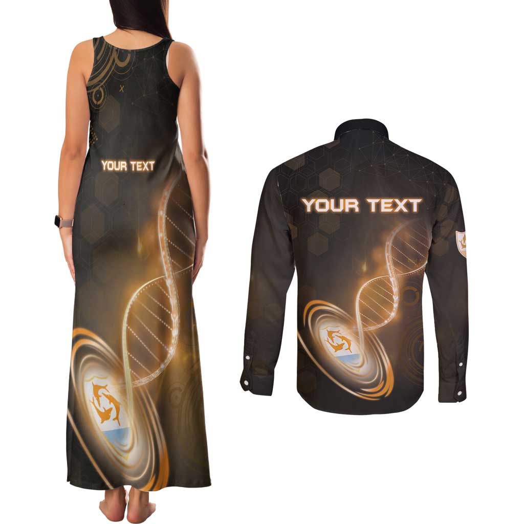 Personalized Anguilla Is In My DNA Couples Matching Tank Maxi Dress and Long Sleeve Button Shirt - Wonder Print Shop