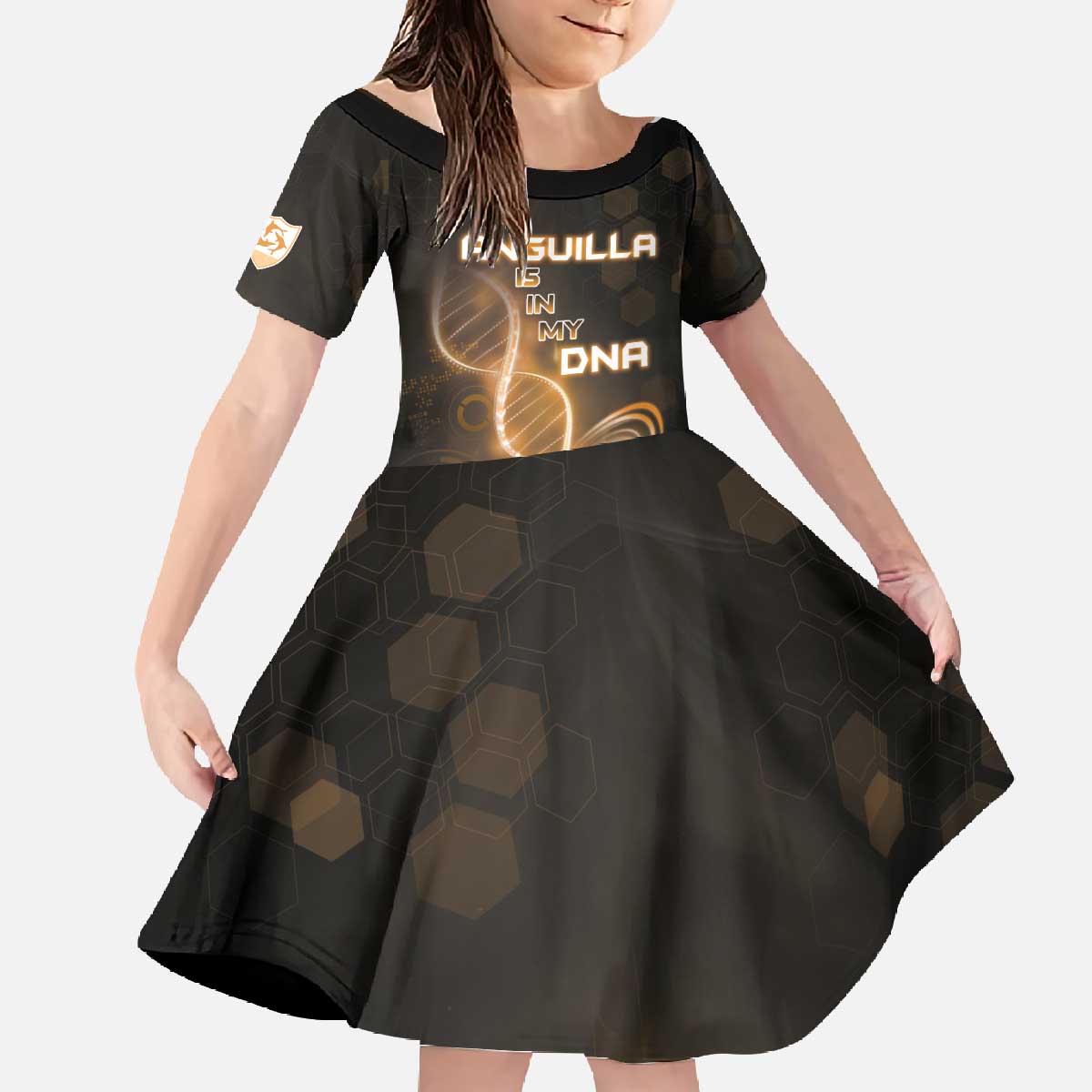 Personalized Anguilla Is In My DNA Family Matching Off The Shoulder Long Sleeve Dress and Hawaiian Shirt - Wonder Print Shop