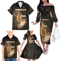 Personalized Anguilla Is In My DNA Family Matching Off The Shoulder Long Sleeve Dress and Hawaiian Shirt - Wonder Print Shop