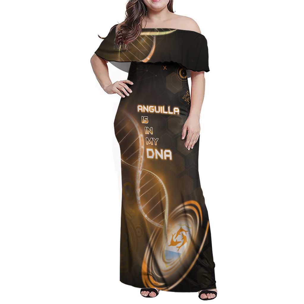 Personalized Anguilla Is In My DNA Family Matching Off Shoulder Maxi Dress and Hawaiian Shirt - Wonder Print Shop