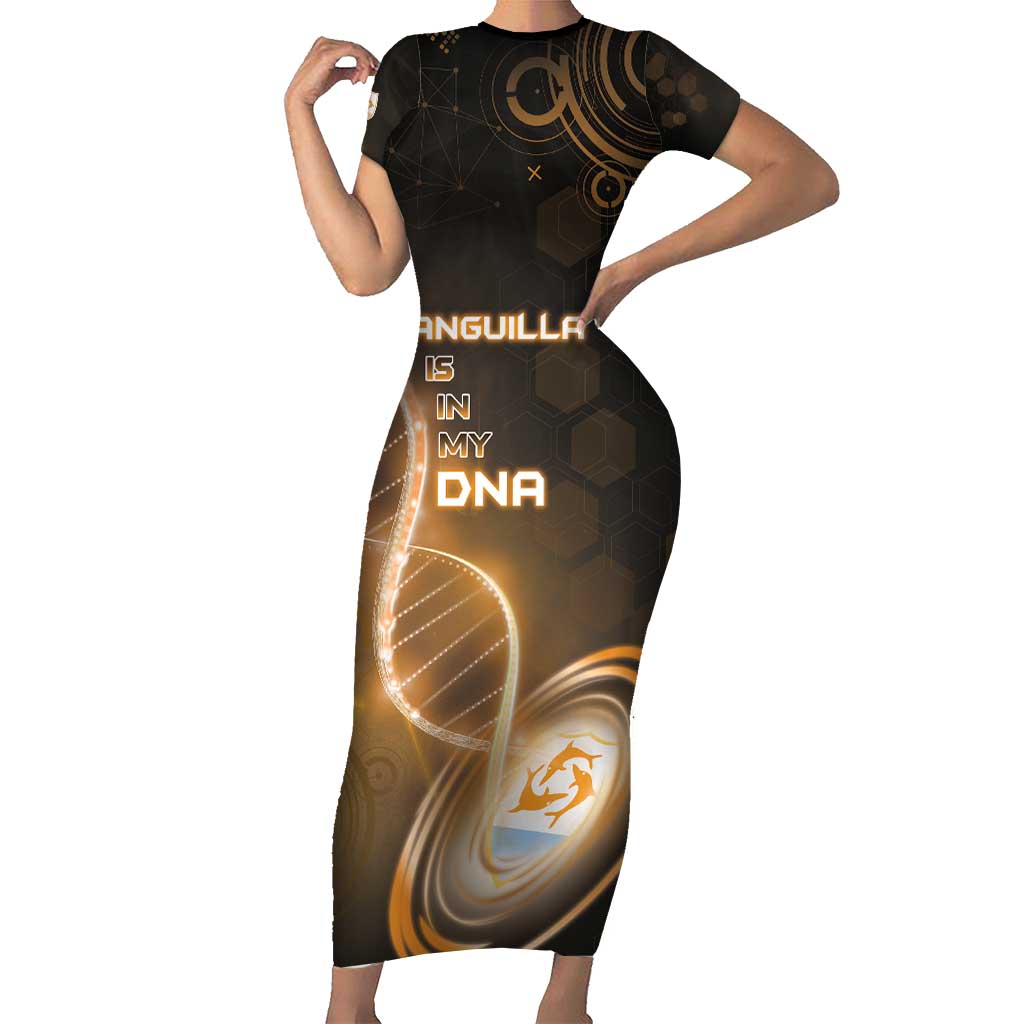 Personalized Anguilla Is In My DNA Family Matching Short Sleeve Bodycon Dress and Hawaiian Shirt - Wonder Print Shop