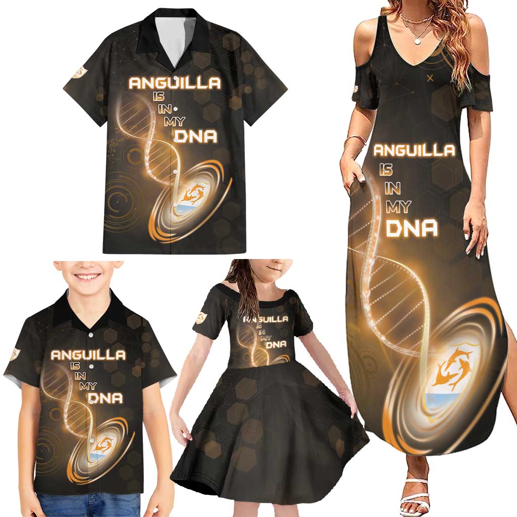 Personalized Anguilla Is In My DNA Family Matching Summer Maxi Dress and Hawaiian Shirt - Wonder Print Shop