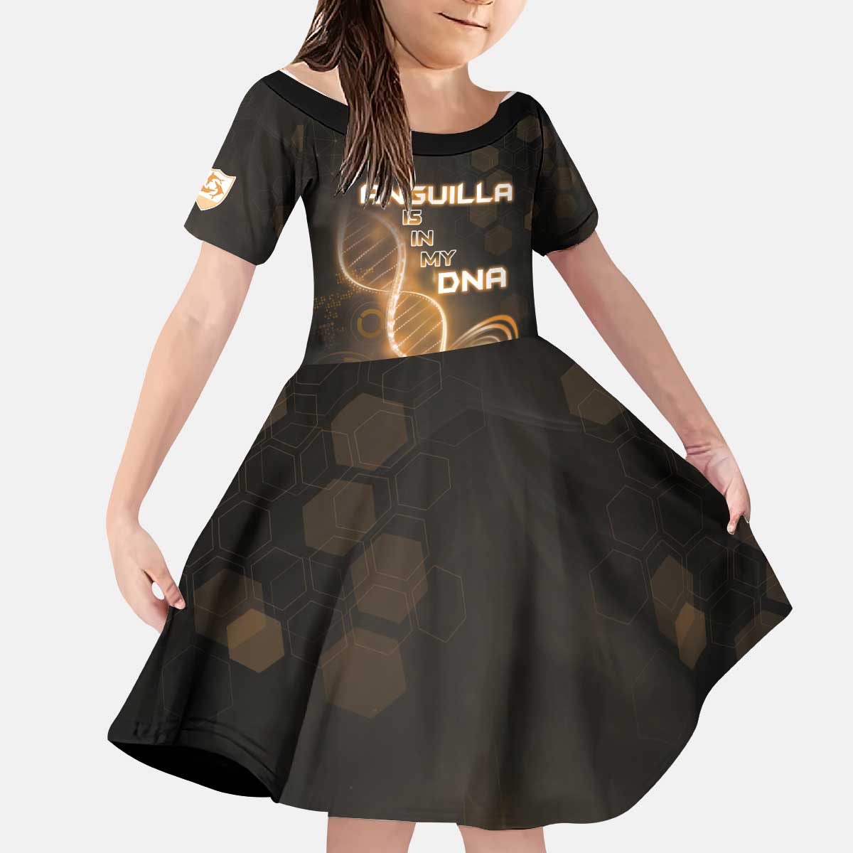 Personalized Anguilla Is In My DNA Kid Short Sleeve Dress - Wonder Print Shop