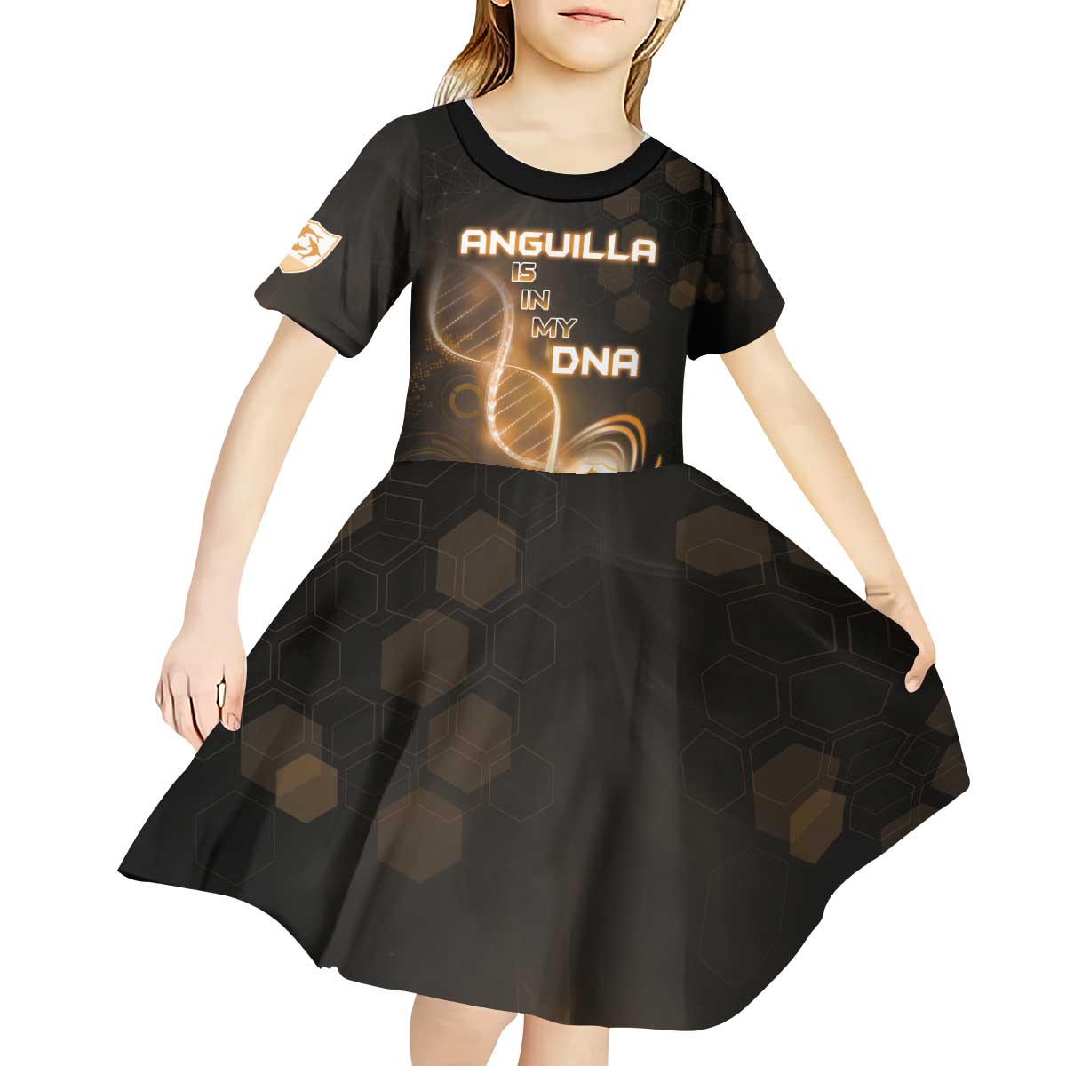 Personalized Anguilla Is In My DNA Kid Short Sleeve Dress - Wonder Print Shop
