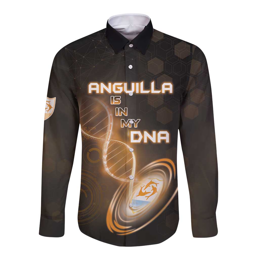 Personalized Anguilla Is In My DNA Long Sleeve Button Shirt - Wonder Print Shop
