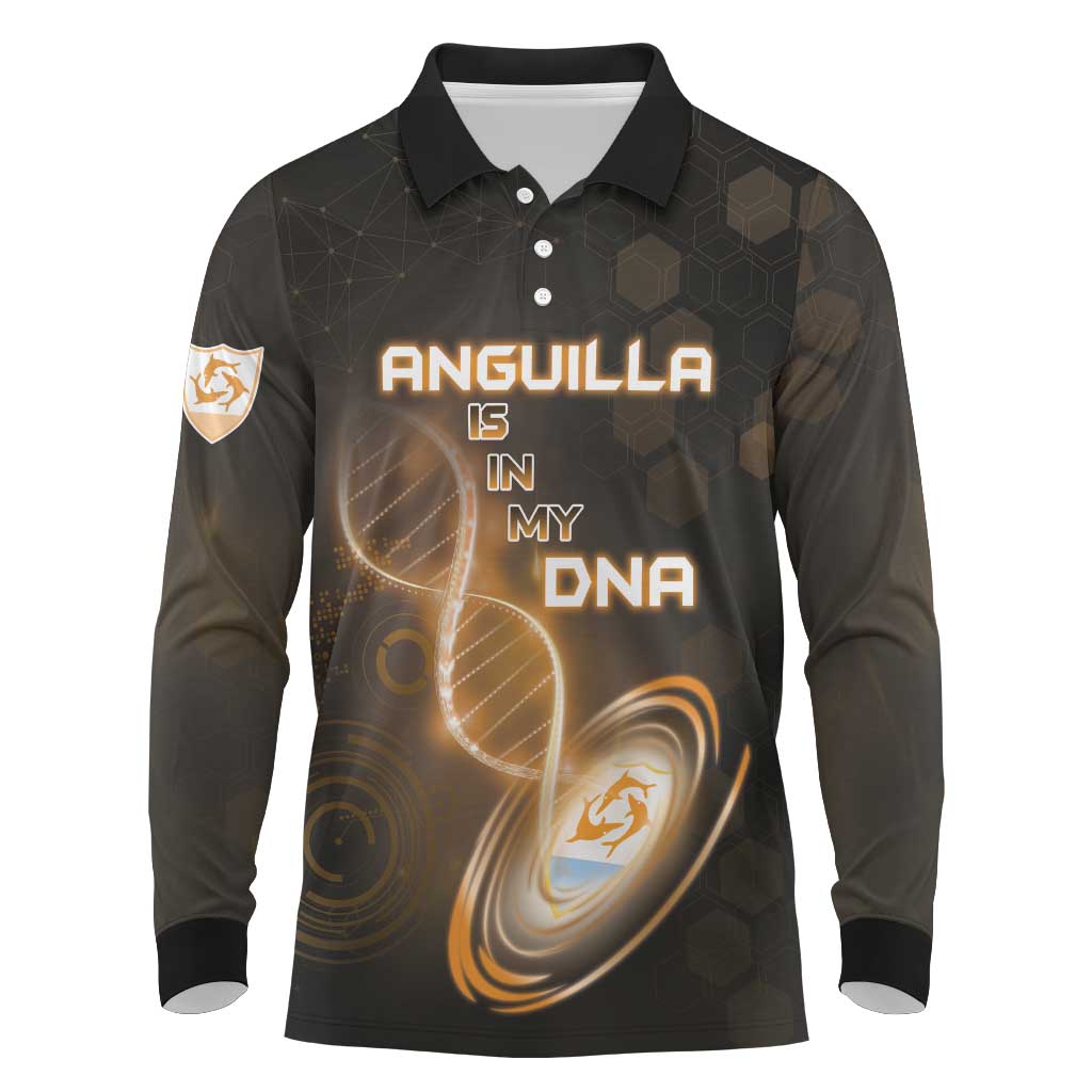 Personalized Anguilla Is In My DNA Long Sleeve Polo Shirt - Wonder Print Shop