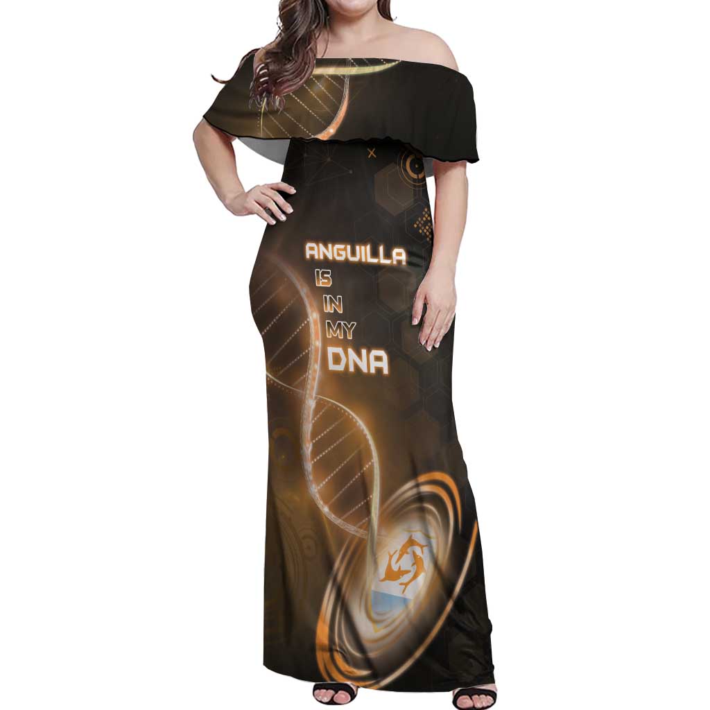 Personalized Anguilla Is In My DNA Off Shoulder Maxi Dress - Wonder Print Shop