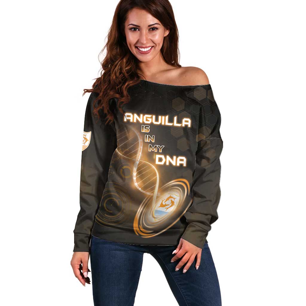 Personalized Anguilla Is In My DNA Off Shoulder Sweater - Wonder Print Shop