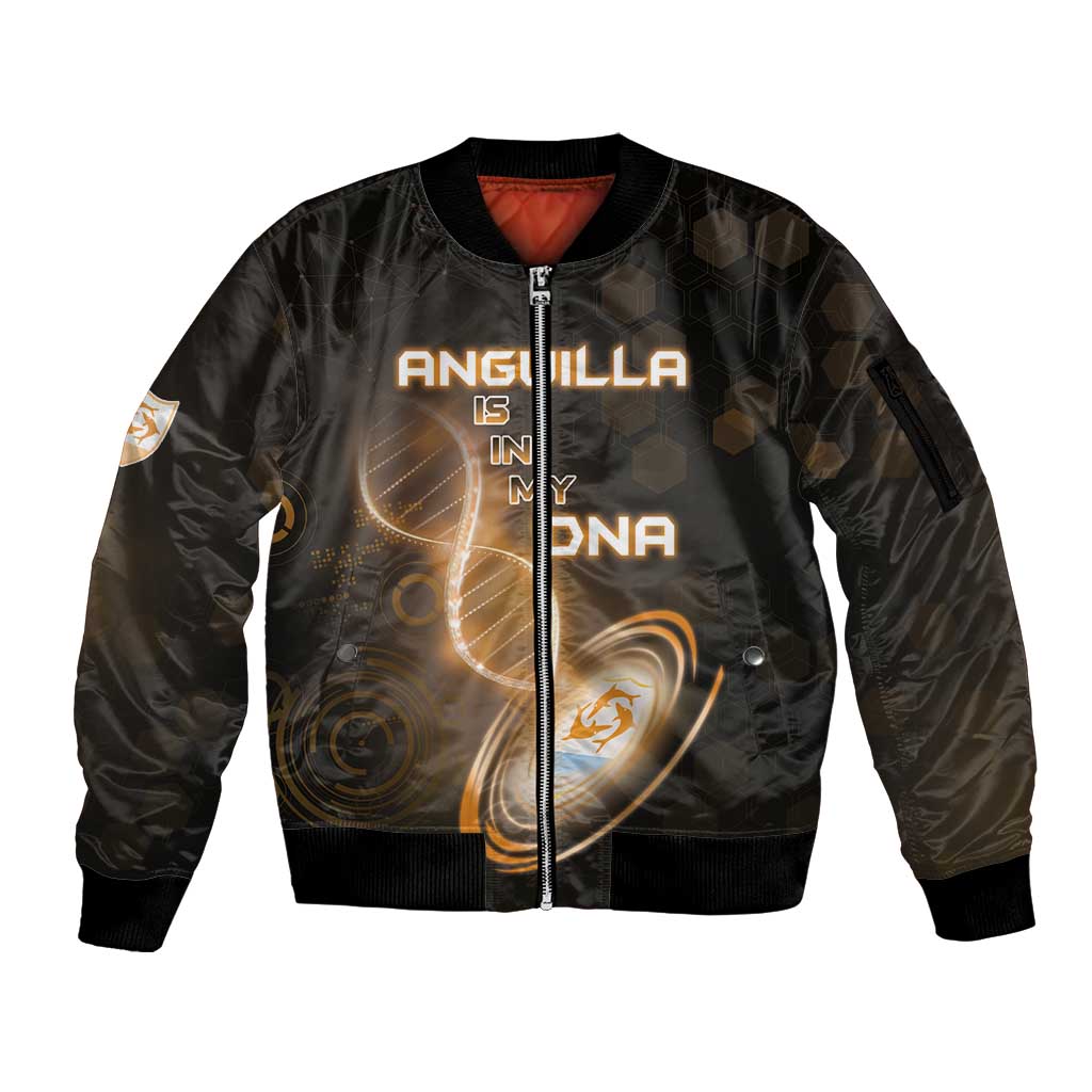 Personalized Anguilla Is In My DNA Sleeve Zip Bomber Jacket - Wonder Print Shop