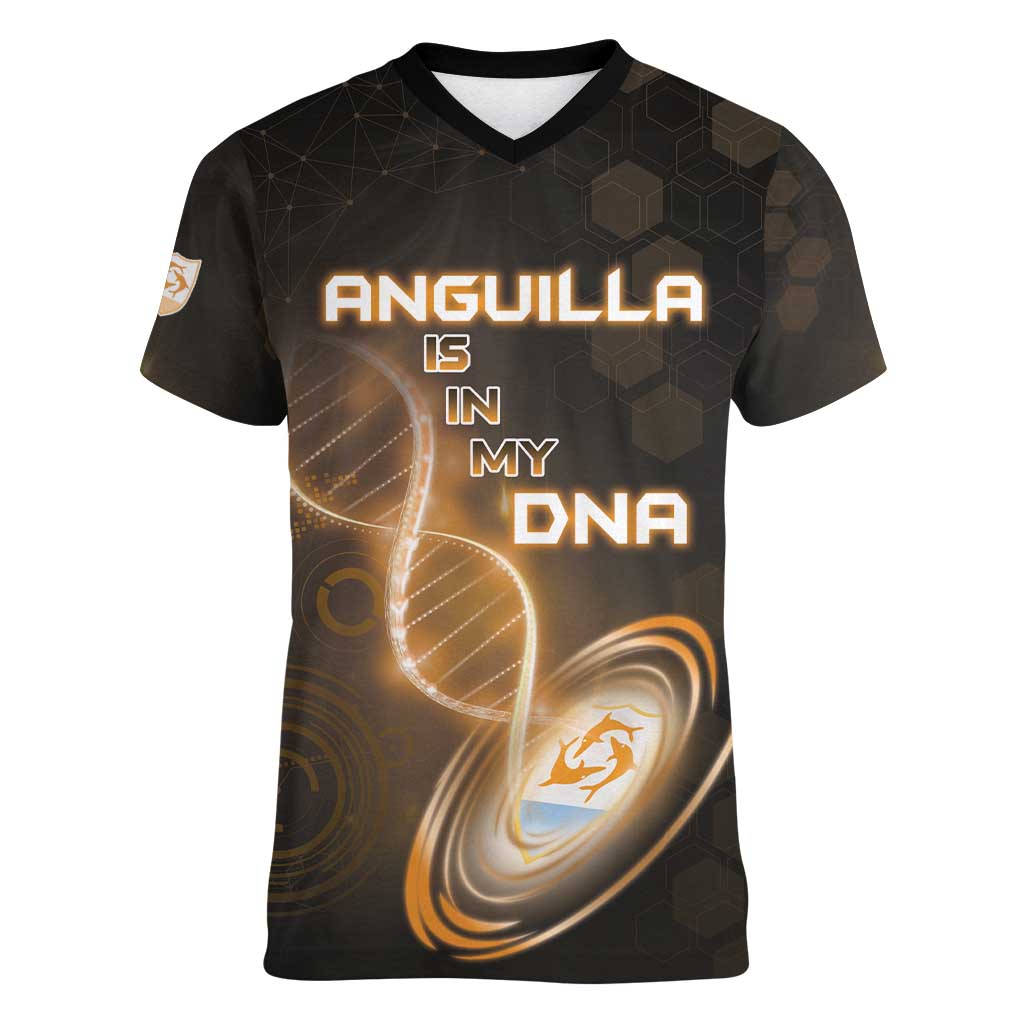 Personalized Anguilla Is In My DNA Women V-Neck T-Shirt - Wonder Print Shop