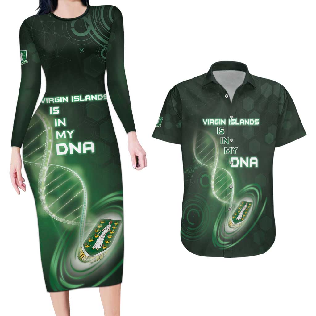 Personalized The British Virgin Islands Is In My DNA Couples Matching Long Sleeve Bodycon Dress and Hawaiian Shirt - Wonder Print Shop