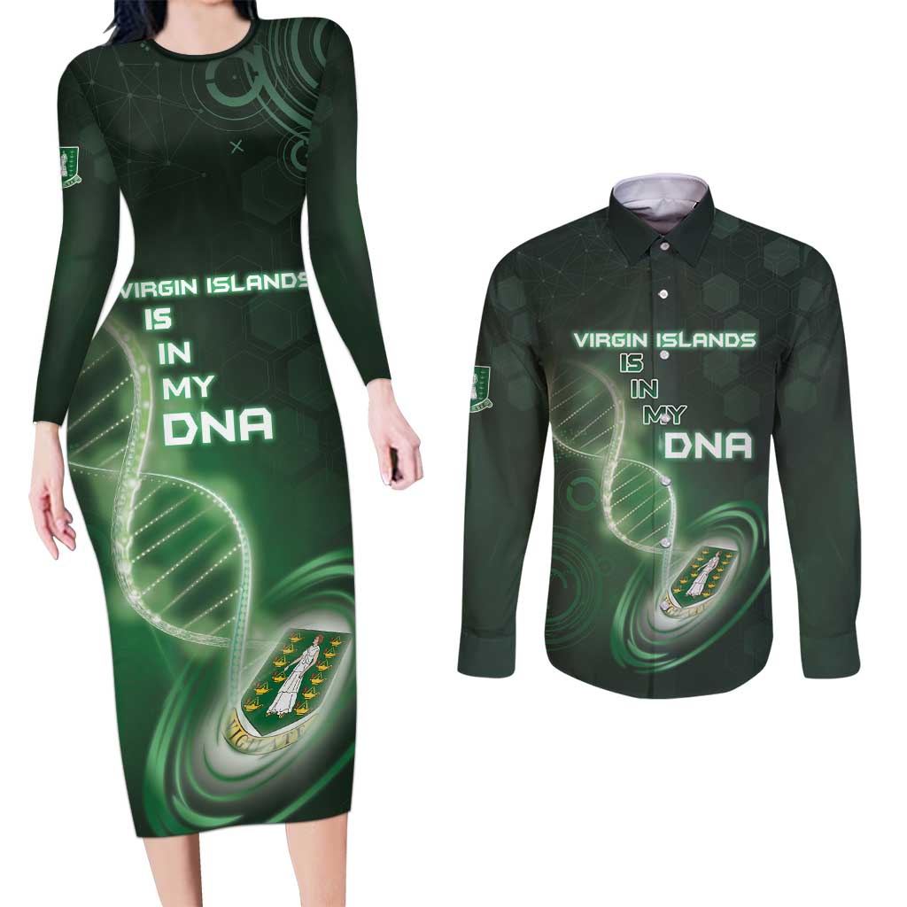 Personalized The British Virgin Islands Is In My DNA Couples Matching Long Sleeve Bodycon Dress and Long Sleeve Button Shirt - Wonder Print Shop