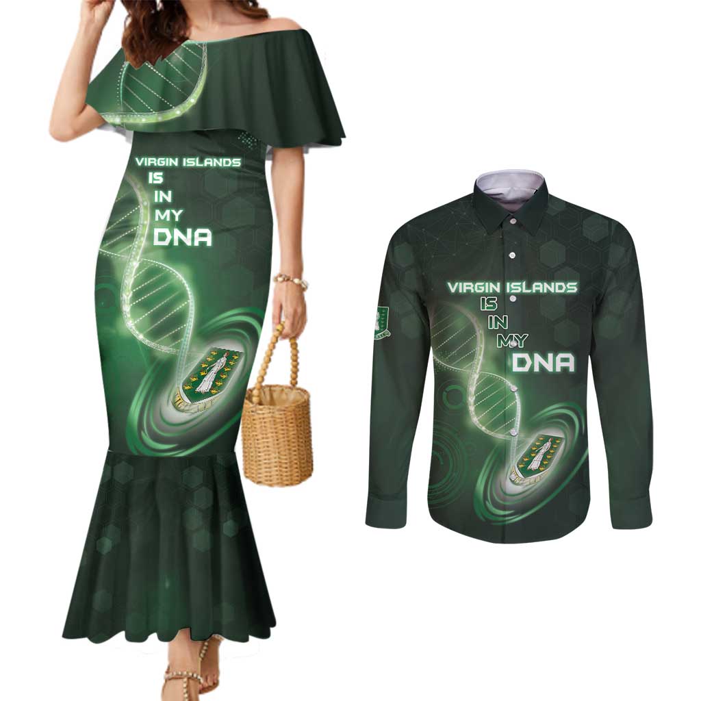 Personalized The British Virgin Islands Is In My DNA Couples Matching Mermaid Dress and Long Sleeve Button Shirt - Wonder Print Shop