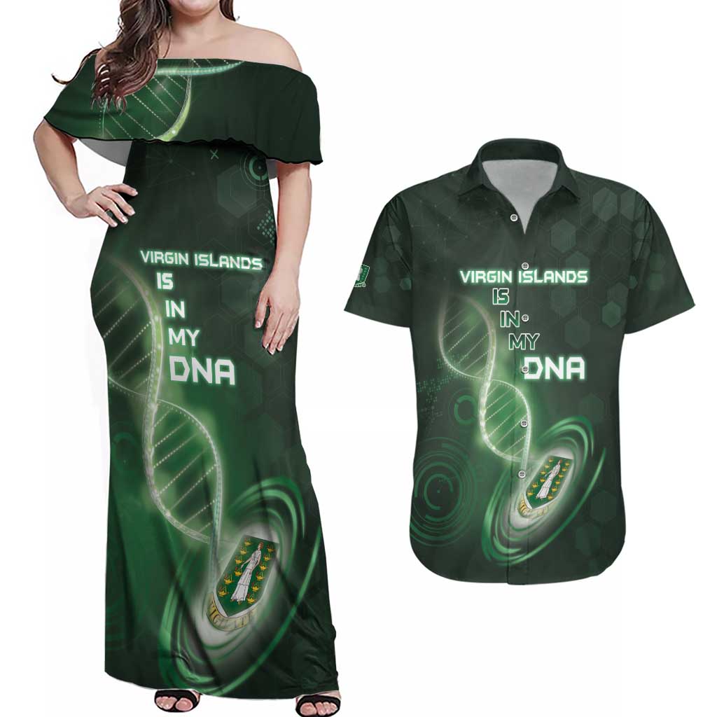 Personalized The British Virgin Islands Is In My DNA Couples Matching Off Shoulder Maxi Dress and Hawaiian Shirt - Wonder Print Shop