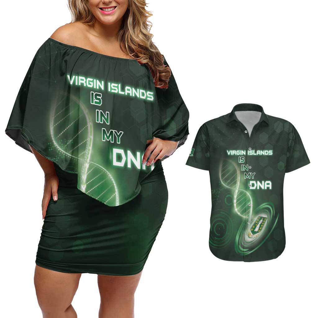 Personalized The British Virgin Islands Is In My DNA Couples Matching Off Shoulder Short Dress and Hawaiian Shirt - Wonder Print Shop
