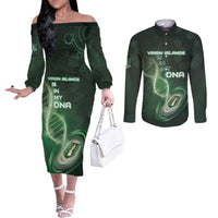 Personalized The British Virgin Islands Is In My DNA Couples Matching Off The Shoulder Long Sleeve Dress and Long Sleeve Button Shirt - Wonder Print Shop