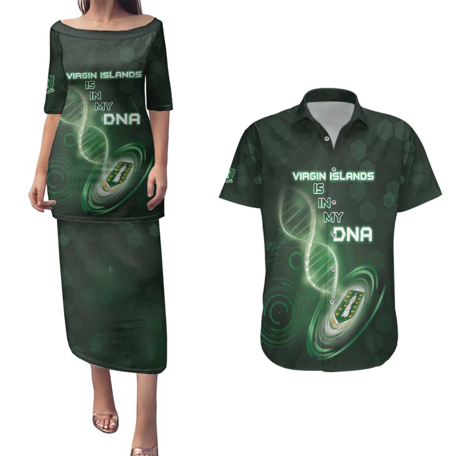Personalized The British Virgin Islands Is In My DNA Couples Matching Puletasi and Hawaiian Shirt - Wonder Print Shop