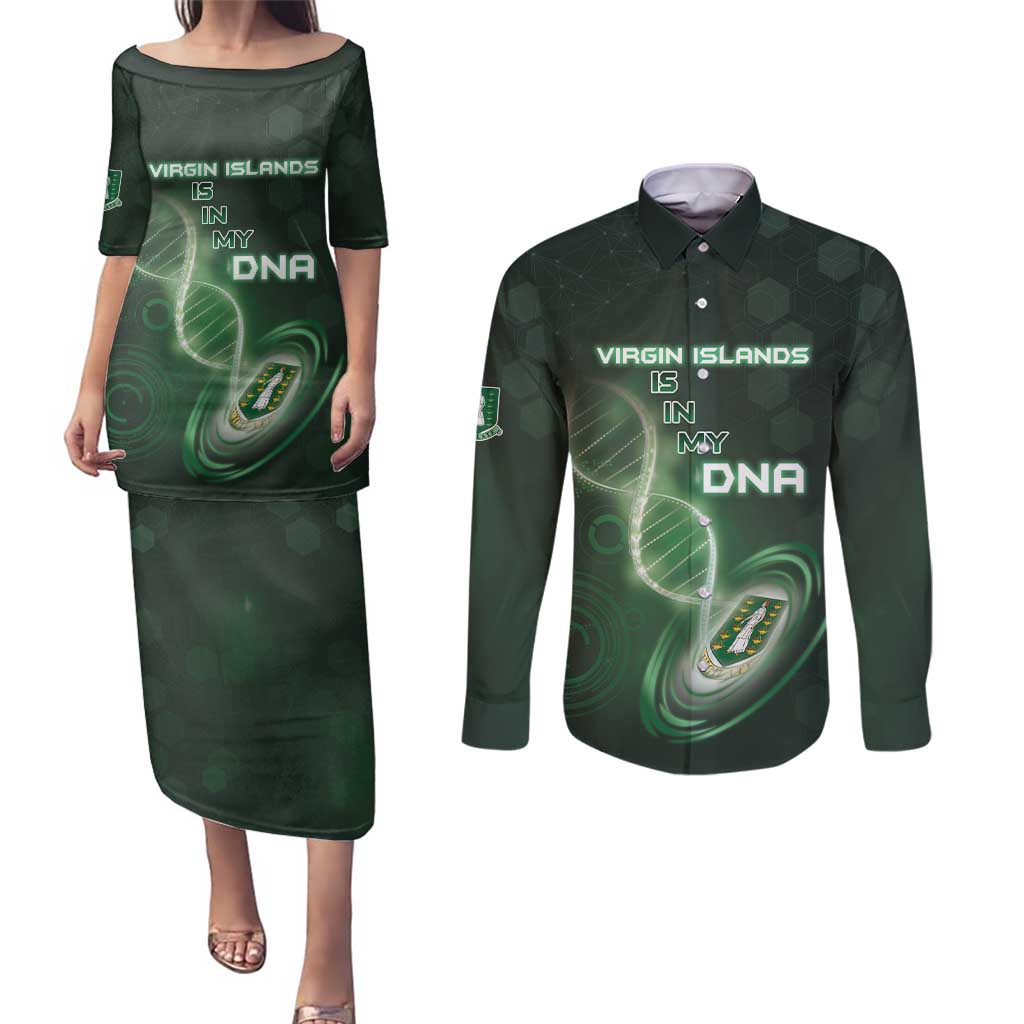 Personalized The British Virgin Islands Is In My DNA Couples Matching Puletasi and Long Sleeve Button Shirt - Wonder Print Shop