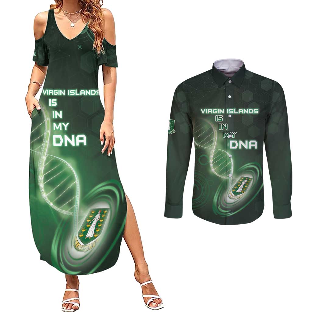 Personalized The British Virgin Islands Is In My DNA Couples Matching Summer Maxi Dress and Long Sleeve Button Shirt - Wonder Print Shop