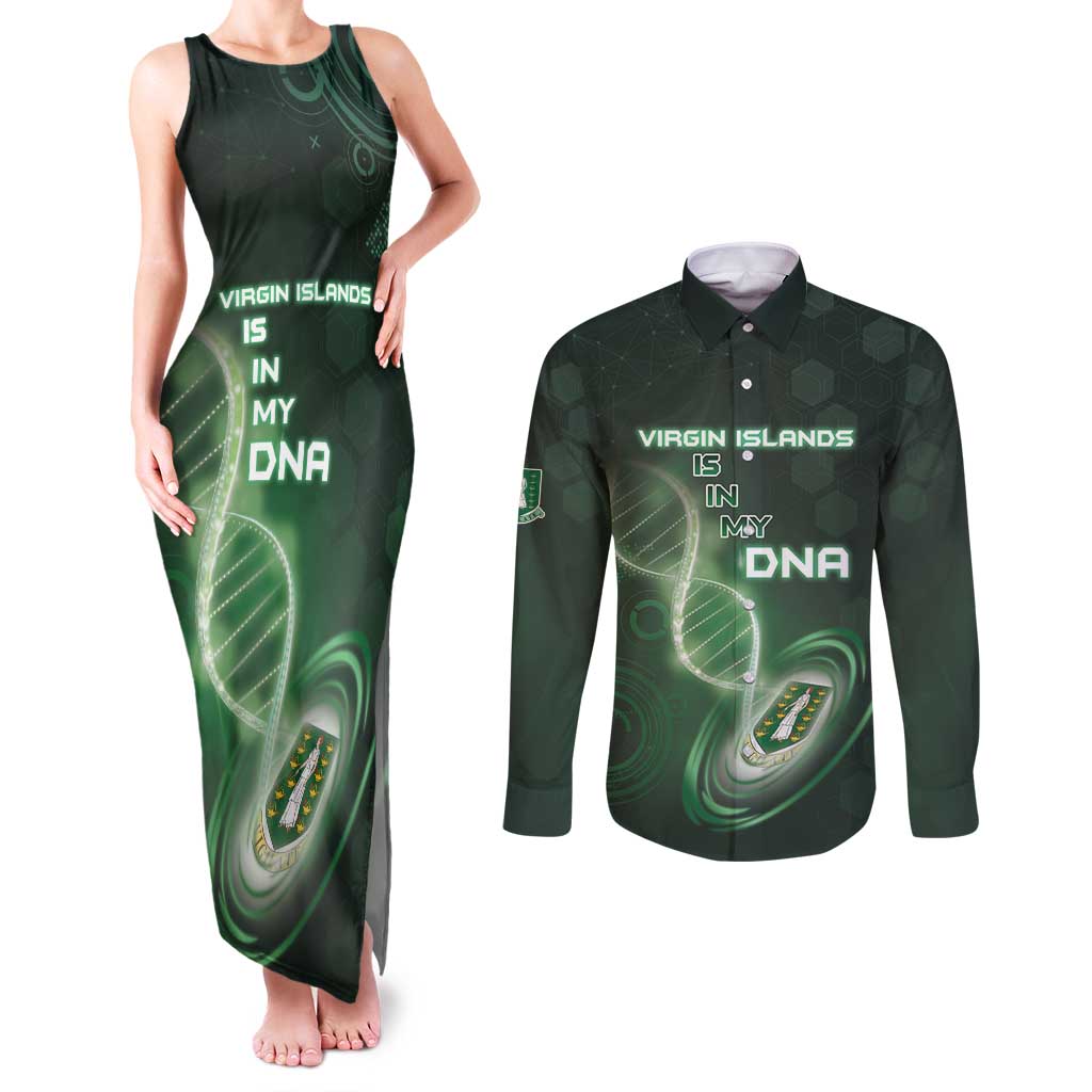 Personalized The British Virgin Islands Is In My DNA Couples Matching Tank Maxi Dress and Long Sleeve Button Shirt - Wonder Print Shop