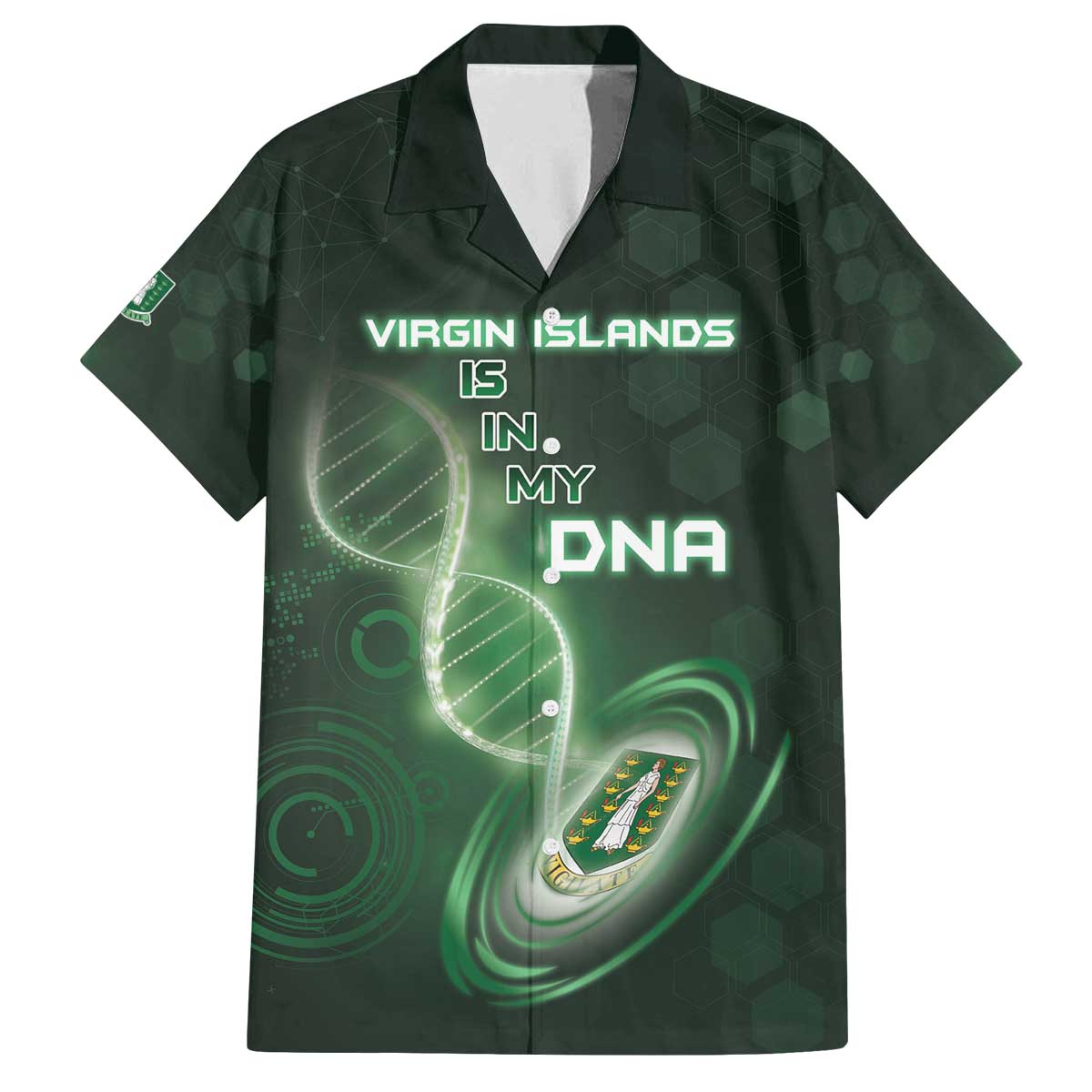 Personalized The British Virgin Islands Is In My DNA Family Matching Off The Shoulder Long Sleeve Dress and Hawaiian Shirt - Wonder Print Shop