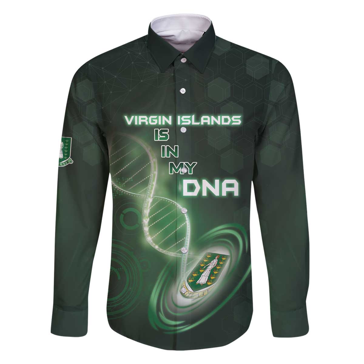 Personalized The British Virgin Islands Is In My DNA Family Matching Off The Shoulder Long Sleeve Dress and Hawaiian Shirt - Wonder Print Shop