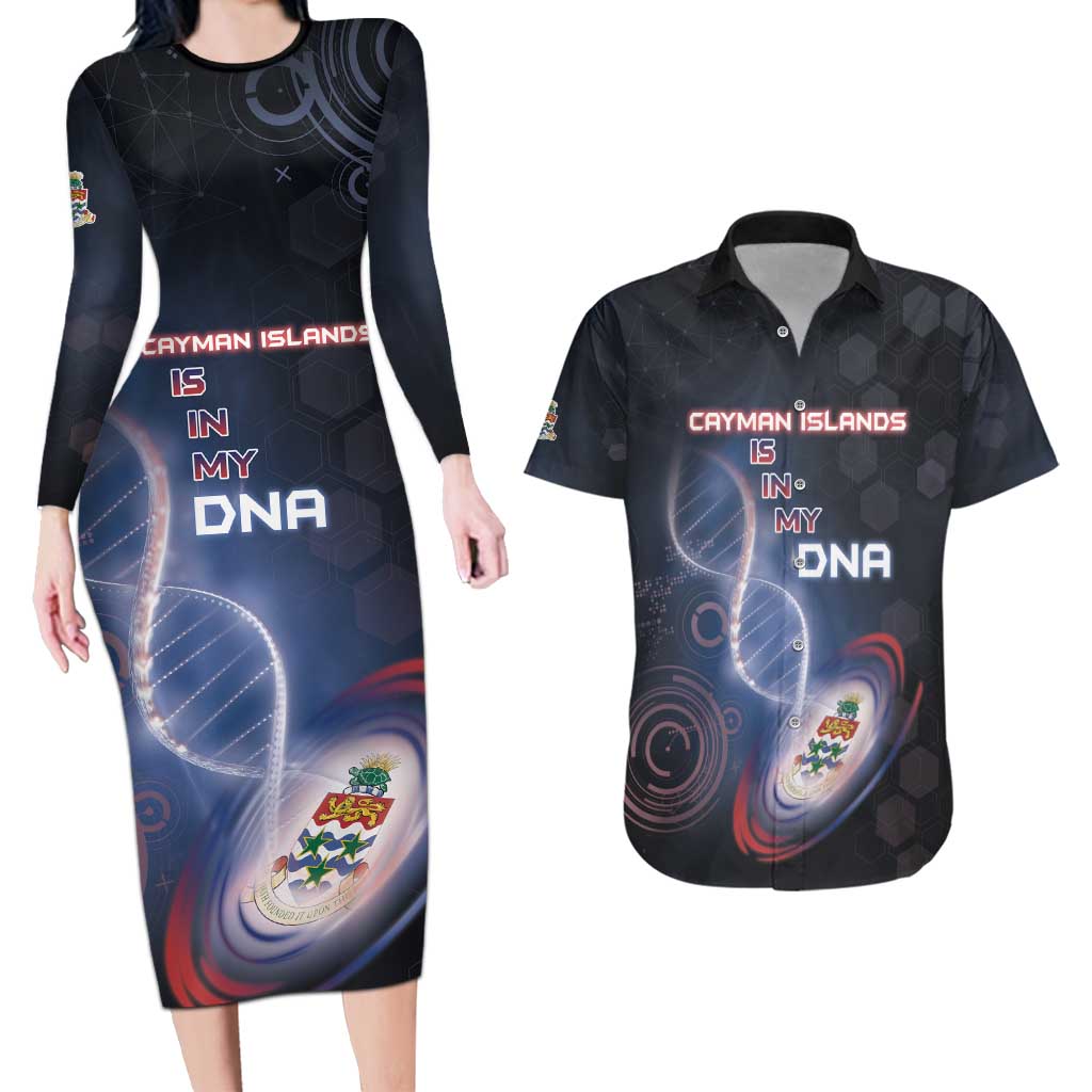 Personalized The Cayman Islands Is In My DNA Couples Matching Long Sleeve Bodycon Dress and Hawaiian Shirt - Wonder Print Shop