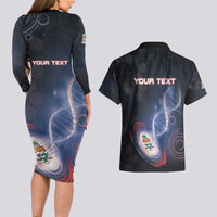 Personalized The Cayman Islands Is In My DNA Couples Matching Long Sleeve Bodycon Dress and Hawaiian Shirt - Wonder Print Shop