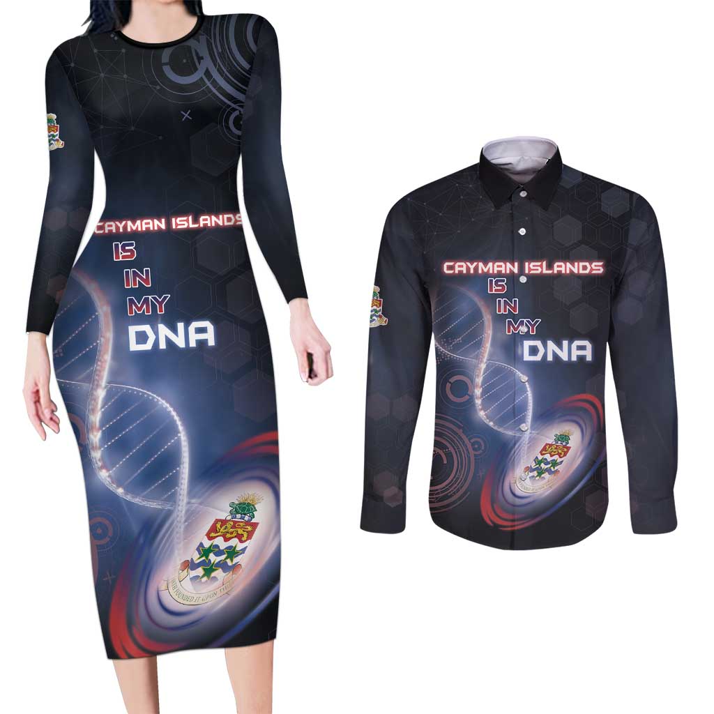 Personalized The Cayman Islands Is In My DNA Couples Matching Long Sleeve Bodycon Dress and Long Sleeve Button Shirt - Wonder Print Shop