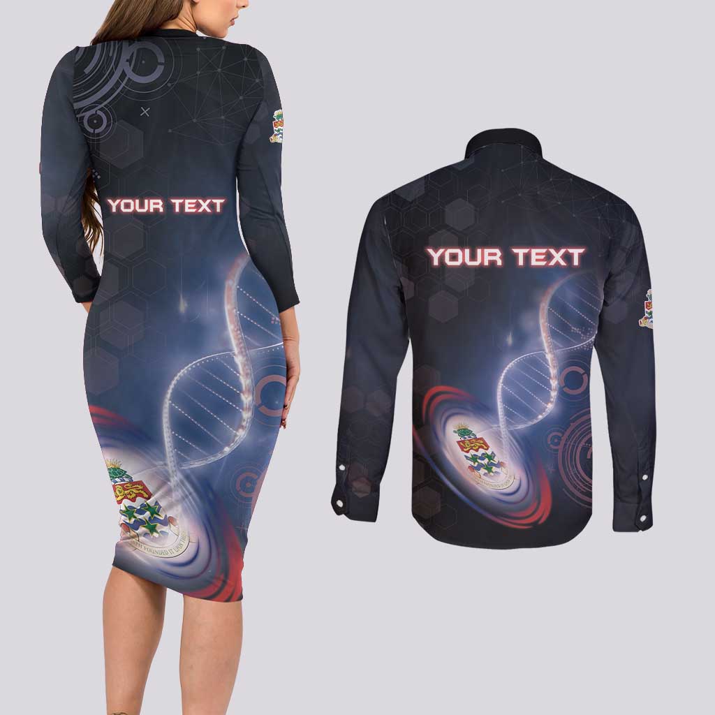 Personalized The Cayman Islands Is In My DNA Couples Matching Long Sleeve Bodycon Dress and Long Sleeve Button Shirt - Wonder Print Shop
