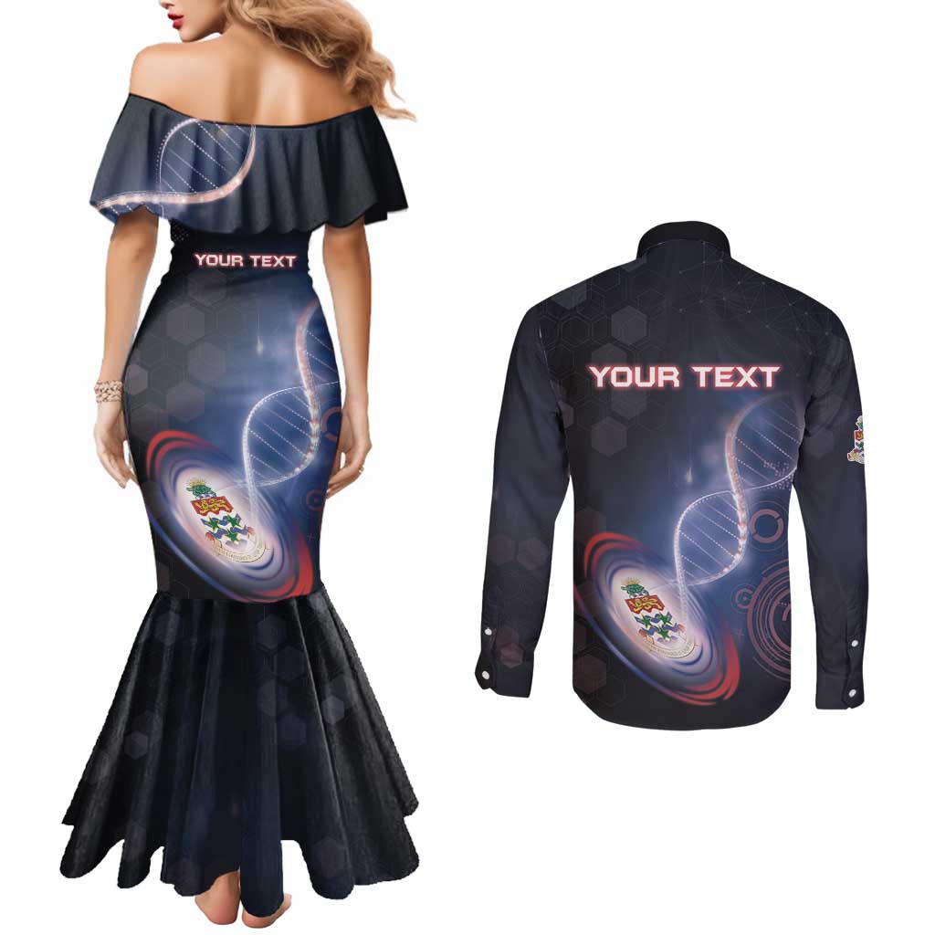 Personalized The Cayman Islands Is In My DNA Couples Matching Mermaid Dress and Long Sleeve Button Shirt - Wonder Print Shop