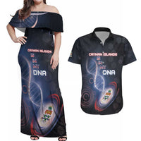 Personalized The Cayman Islands Is In My DNA Couples Matching Off Shoulder Maxi Dress and Hawaiian Shirt - Wonder Print Shop