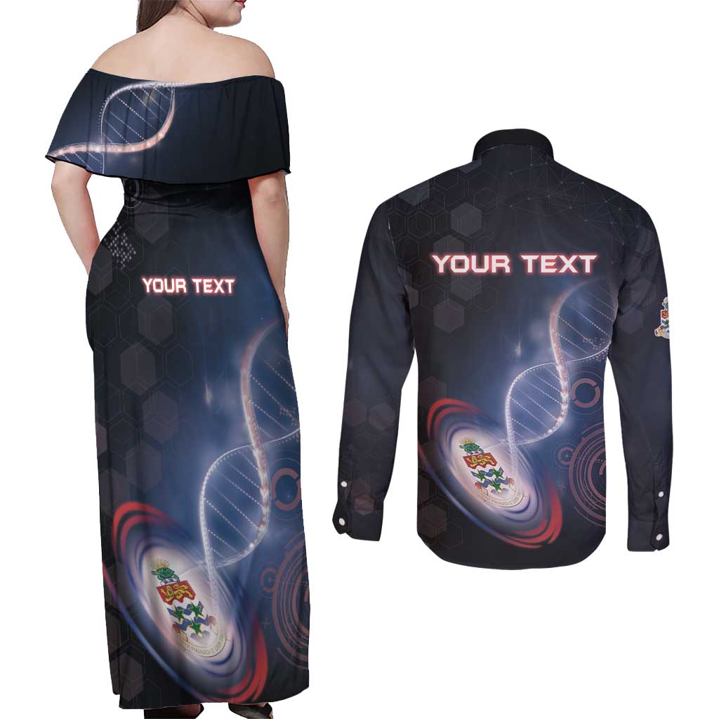 Personalized The Cayman Islands Is In My DNA Couples Matching Off Shoulder Maxi Dress and Long Sleeve Button Shirt - Wonder Print Shop