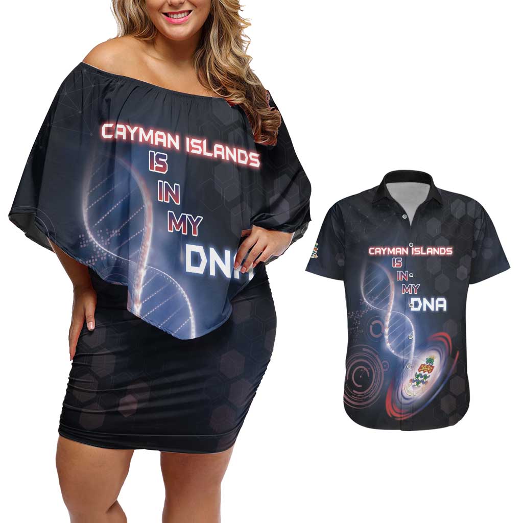 Personalized The Cayman Islands Is In My DNA Couples Matching Off Shoulder Short Dress and Hawaiian Shirt - Wonder Print Shop