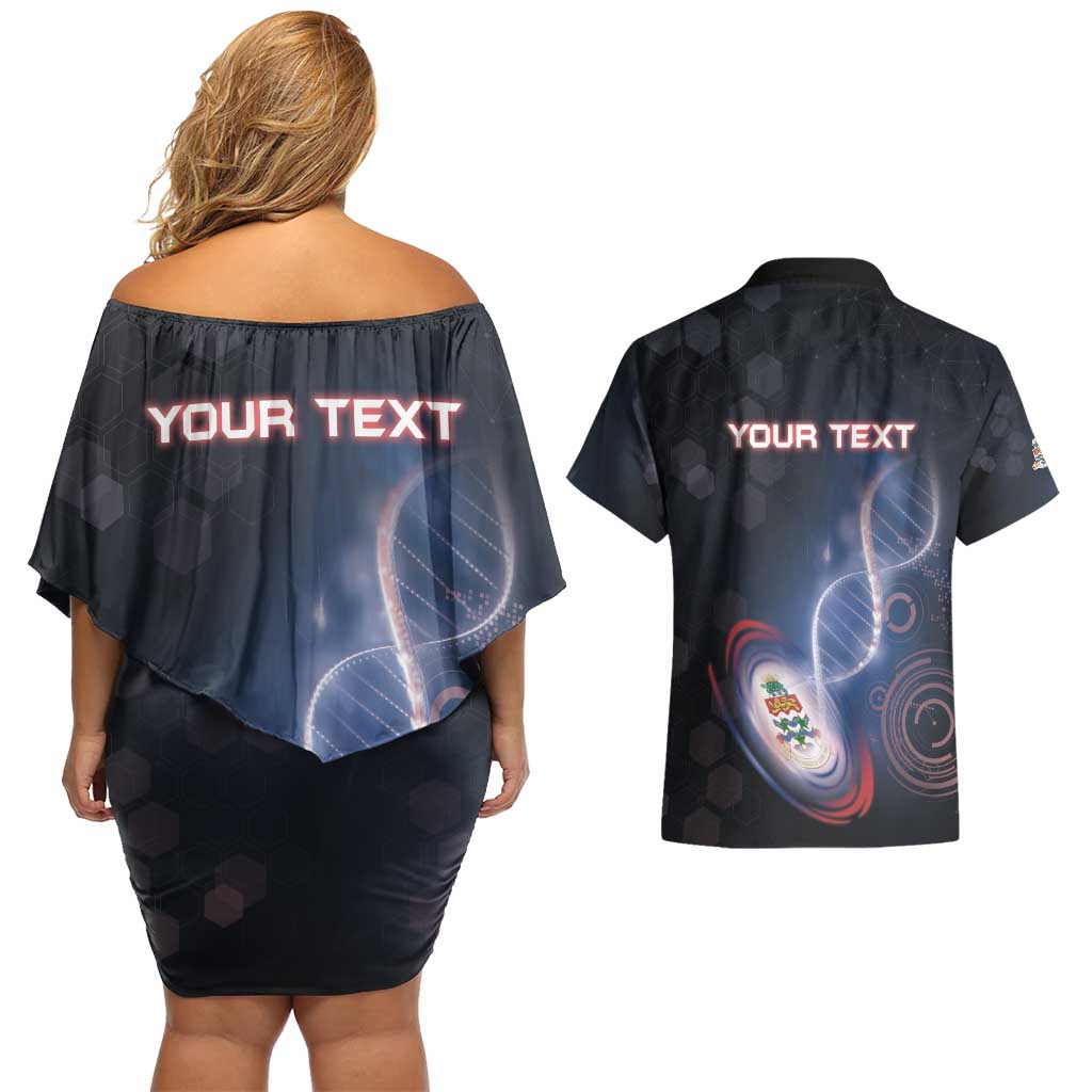 Personalized The Cayman Islands Is In My DNA Couples Matching Off Shoulder Short Dress and Hawaiian Shirt - Wonder Print Shop
