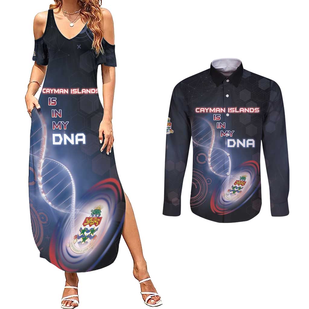 Personalized The Cayman Islands Is In My DNA Couples Matching Summer Maxi Dress and Long Sleeve Button Shirt - Wonder Print Shop