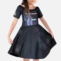 Personalized The Cayman Islands Is In My DNA Family Matching Off The Shoulder Long Sleeve Dress and Hawaiian Shirt - Wonder Print Shop