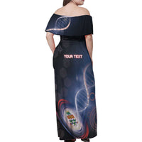 Personalized The Cayman Islands Is In My DNA Family Matching Off Shoulder Maxi Dress and Hawaiian Shirt - Wonder Print Shop