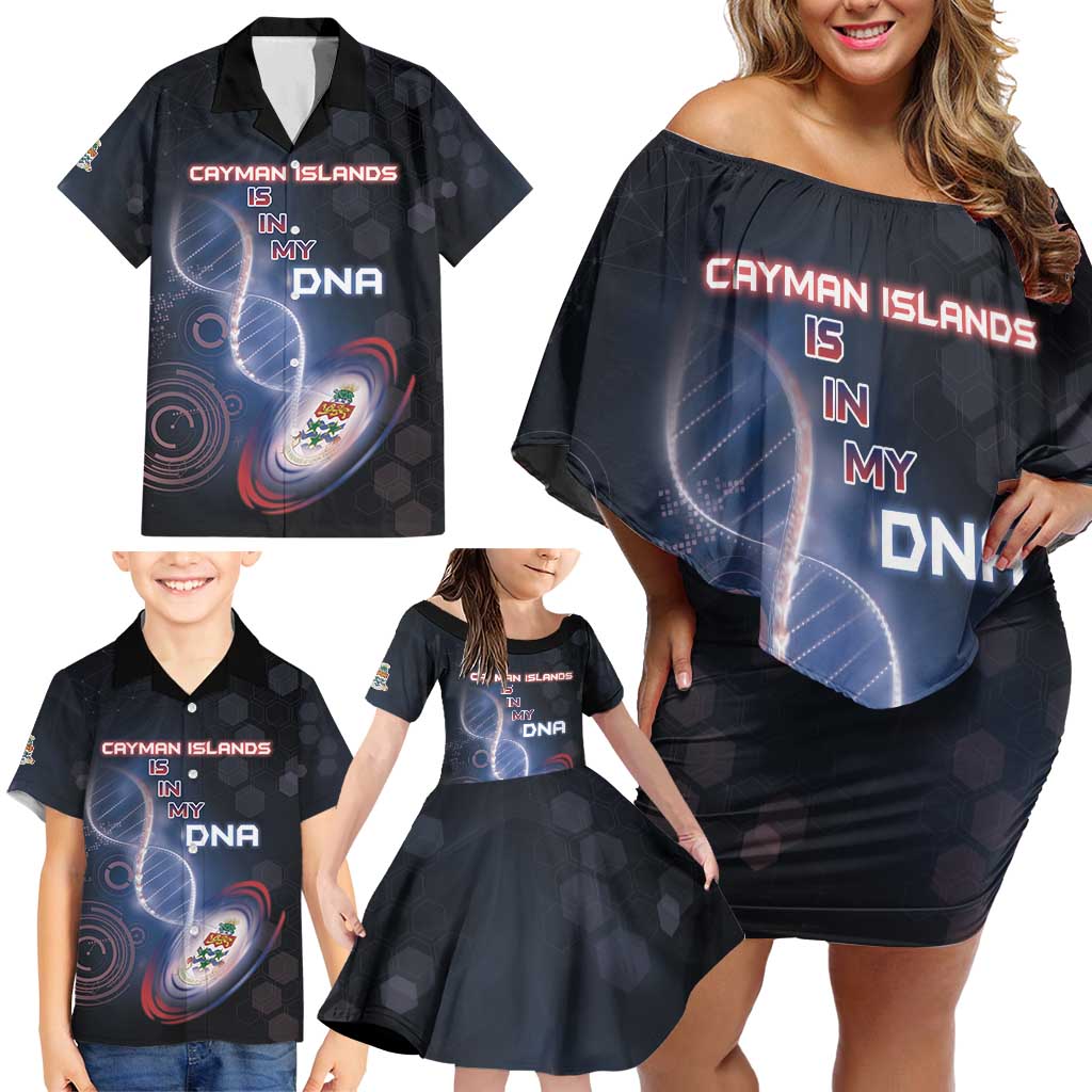 Personalized The Cayman Islands Is In My DNA Family Matching Off Shoulder Short Dress and Hawaiian Shirt - Wonder Print Shop
