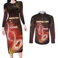 Personalized Gibraltar Is In My DNA Couples Matching Long Sleeve Bodycon Dress and Long Sleeve Button Shirt - Wonder Print Shop